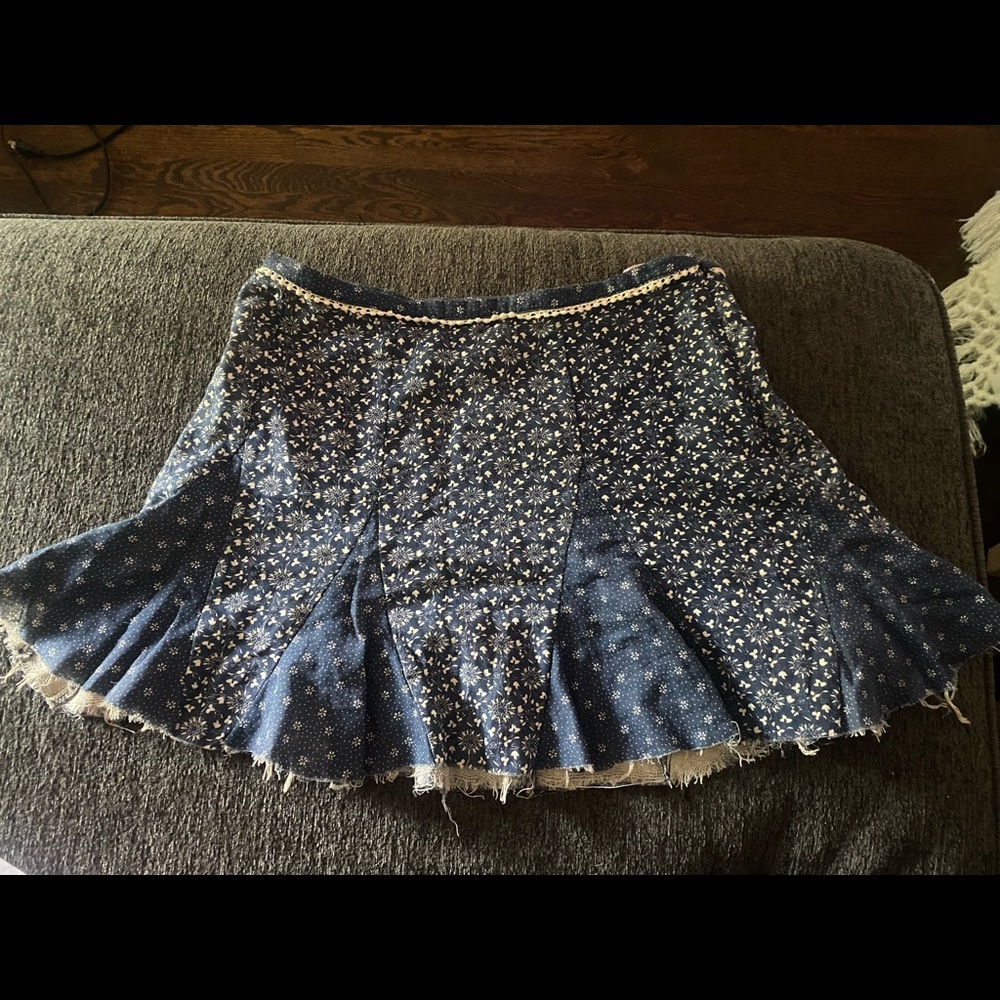 Blue floral quilt skirt TOBI